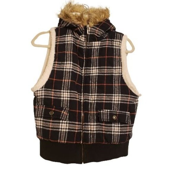 Michael F. plaid vest faux fur size L - Picture 1 of 9